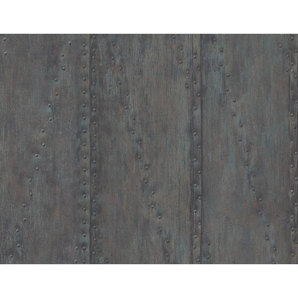 slide 2 of 3, Seabrook Designs Faux Rusted Stud Panels Unpasted Wallpaper 27 in. W x 27 ft. L - Slate