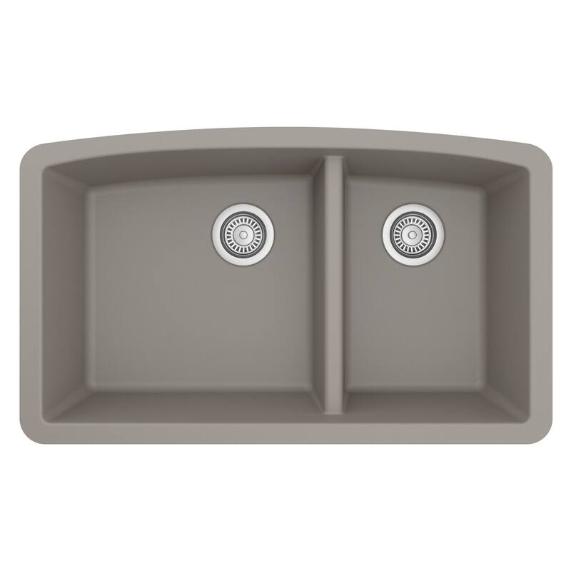 Karran Undermount Quartz 32 in. 60/40 Double Bowl Kitchen Sink Kit
