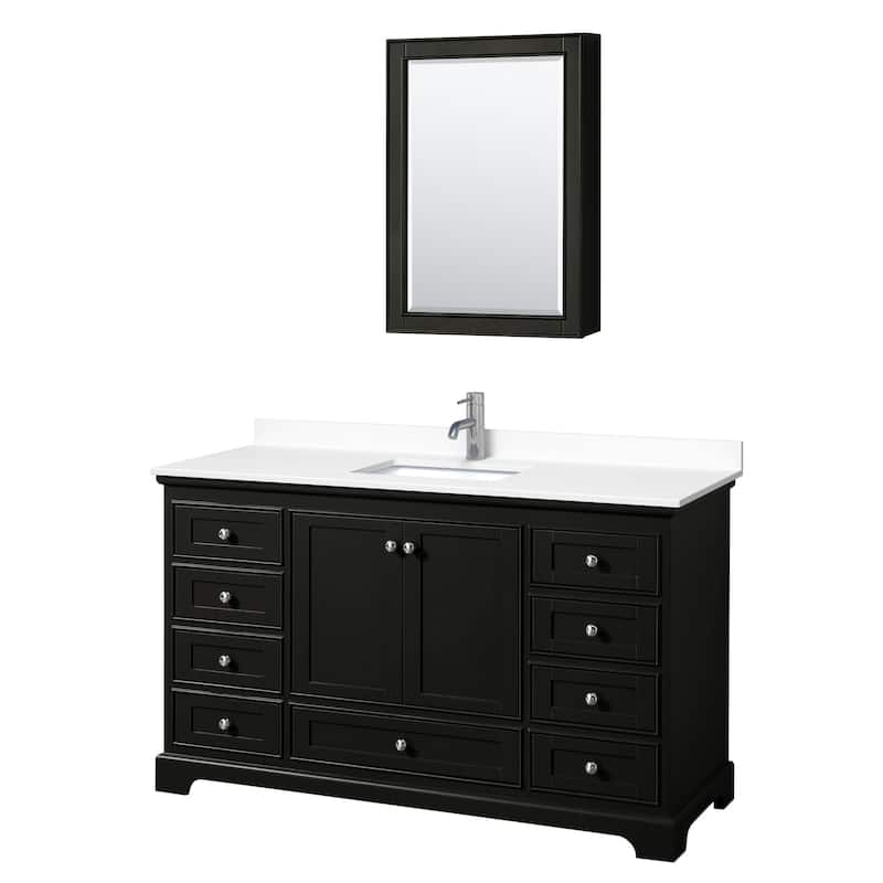 Wyndham Collection Deborah 60" Free Standing Single Basin Vanity Set - Dark Espresso / White Cultured Marble Top /