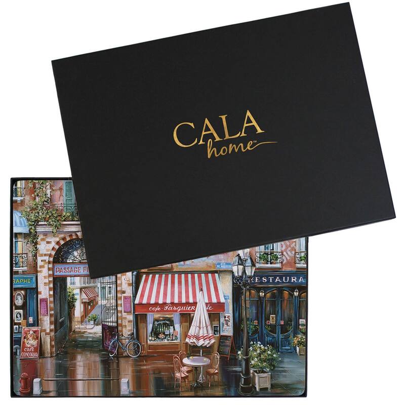 Cala Home Hardboard Placemats - Village Square - Set of 4 - 15.5x11.25x.205