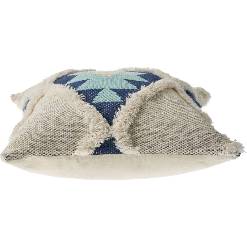 20" Gray and Blue Diamond Square Throw Pillow