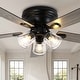 preview thumbnail 2 of 32, Cusp Barn 52/60" Farmhouse 5-Blade Flush Mount Indoor Standard Ceiling Fan with Remote Control and Clear Glass Shade 11.8" H x 52" W x 52" D - Matte Black