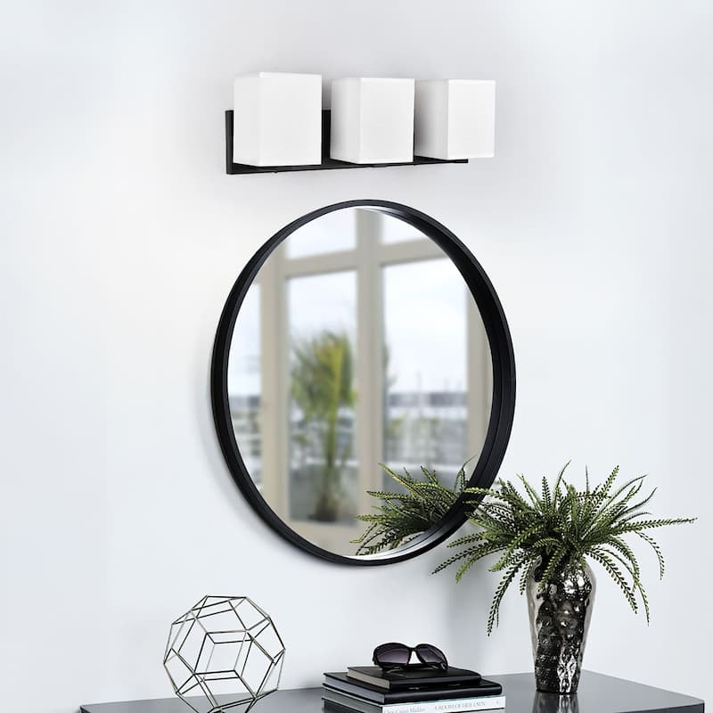 kirahee Matte Black Bathroom Vanity Light, 3-Light Vanity Lighting fixtures Over Mirror,Wall Sconces with White Fabric Shades