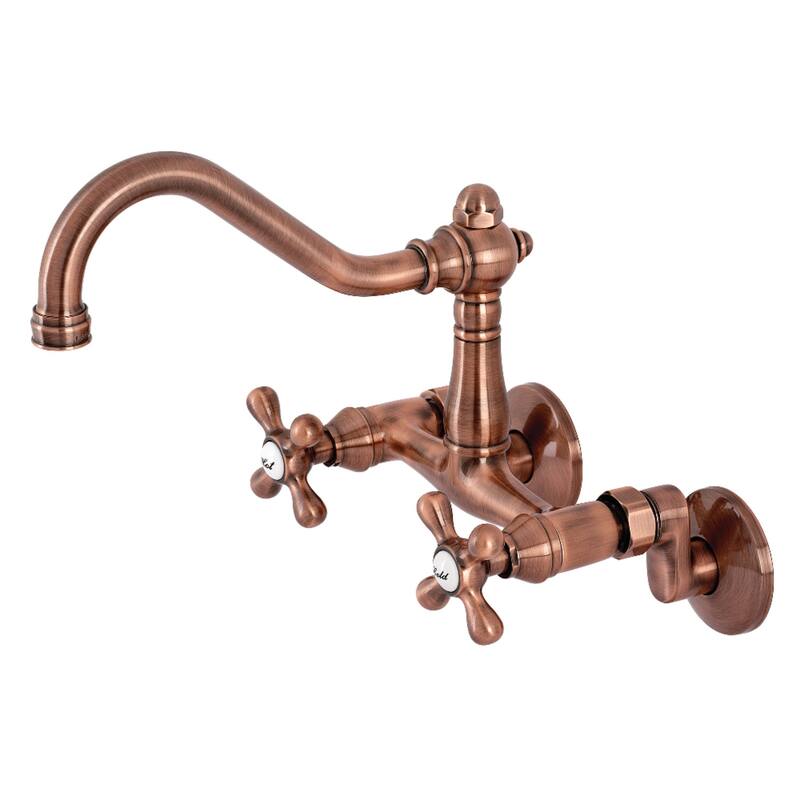 Vintage 6" Adjustable Center Wall Mount Kitchen Faucet - Antique Copper