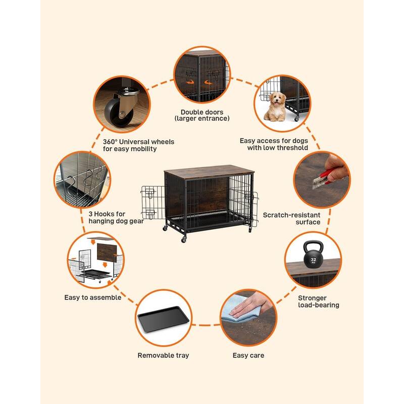 Dog Crate Furniture, 27" Dog Kennel End Table
