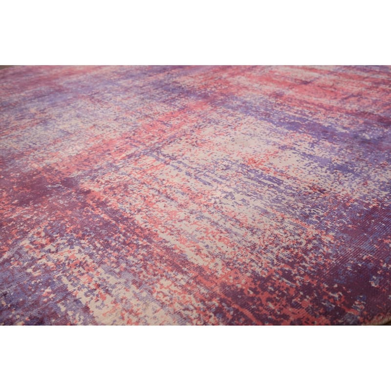 All-Over Abstract Modern Round Area Rug Hand-Knotted Wool Carpet - 6'6" x 6'6"