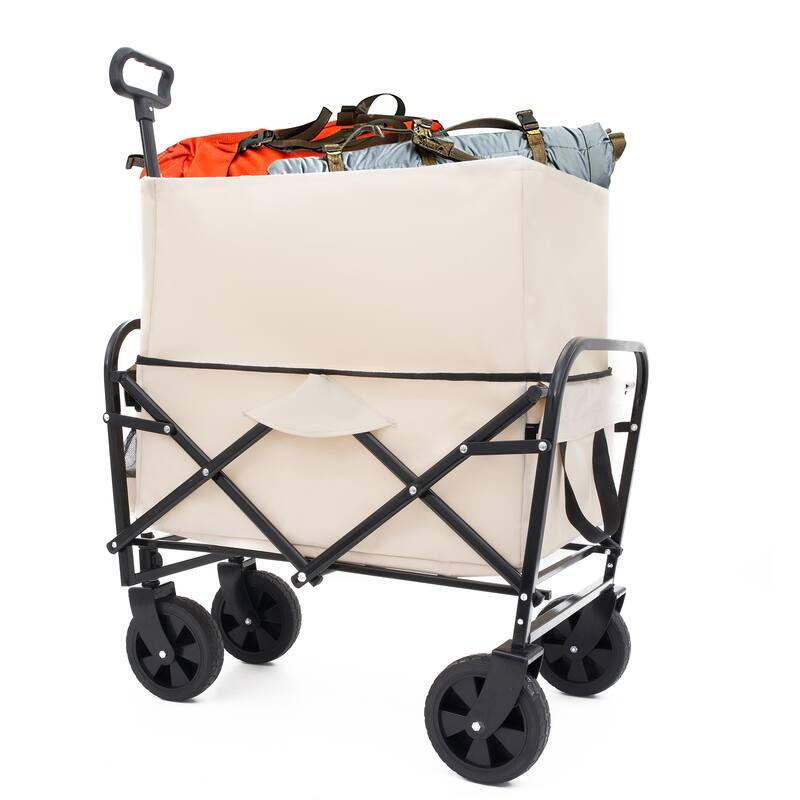 Minimeetall Extention Collapsible Foldable Wagon Cart Beach Wagon Heavy Duty Utility Wagon Grocery Cart Supports 225lbs