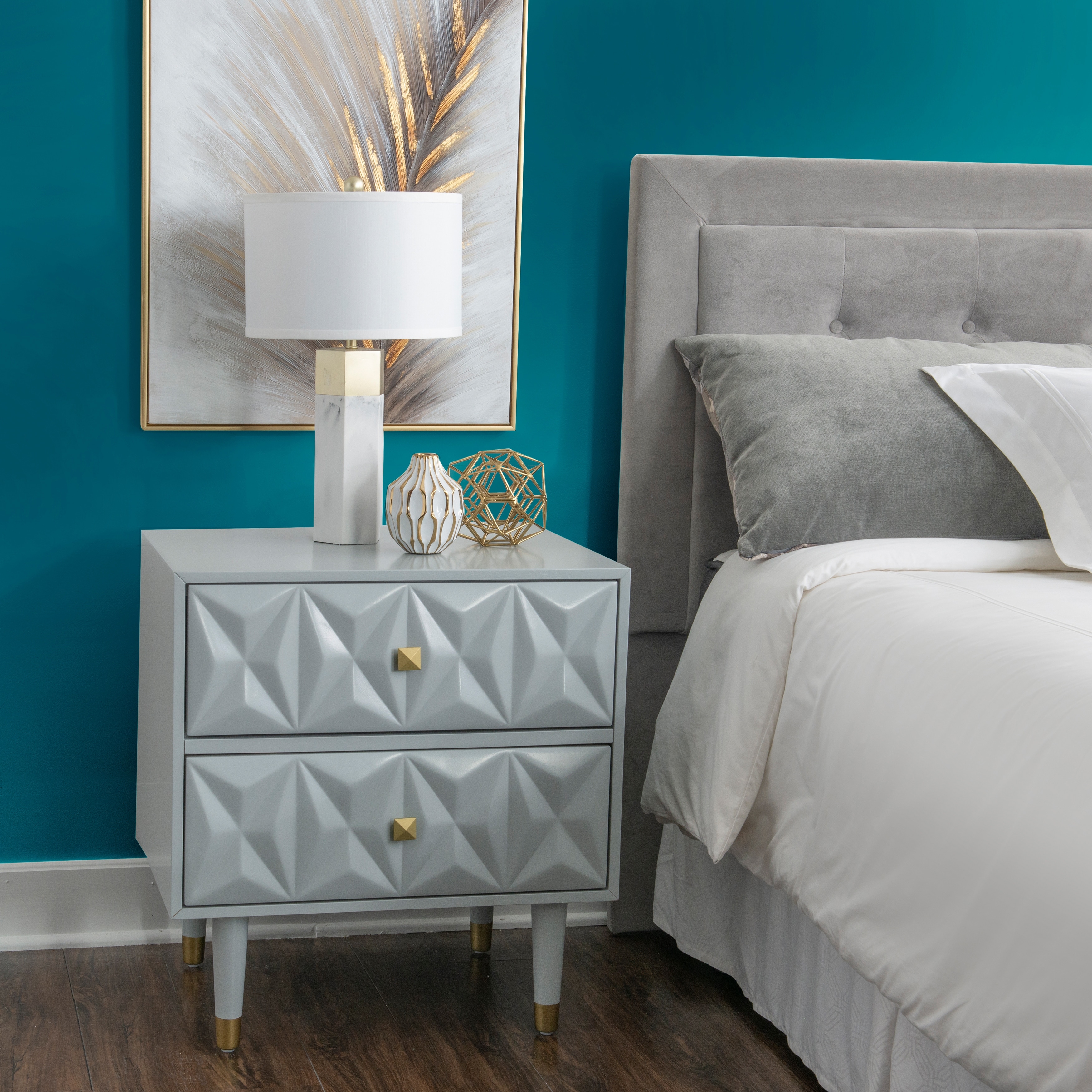 Linon Carson Carrington Geo Wood Nightstand
