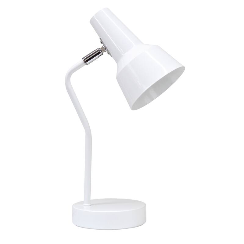 Metal Gooseneck Desk Lamp Adjustable Task Light for Home Office - 7.80 x 5.20 x 15.20 in. (L x W x H) - White