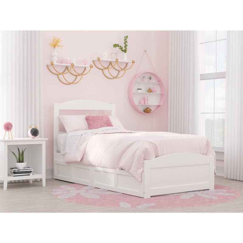 Modern Bed with Footboard & Drawers - Twin Size, White