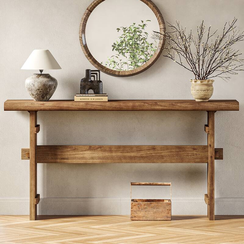 63 Inch Solid Wood Console Table for Entryway - 63" L x 11.8" W x 31.5" H