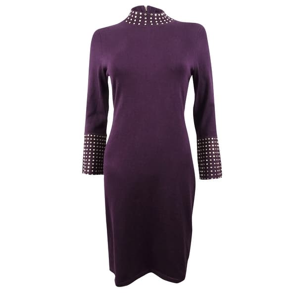 calvin klein purple sweater dress CALVIN KLEIN TURTLENECK SWEATER DRESS