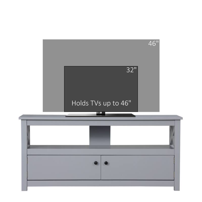 HOMCOM TV Cabinet Stand for TVs up to 46 Inches, Entertainment Center with Storage Shelf and Cupboard for Living Room