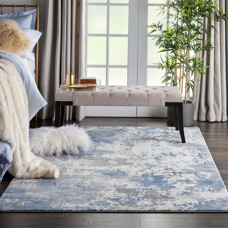 Porch & Den Meadowgate Eclectic Abstract Area Rug - 3' 11" x 5' 11" - Grey/Blue - Rectangle