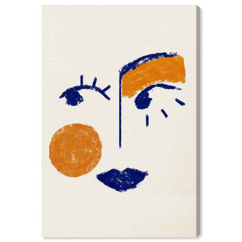 Wynwood Studio Canvas People and Portraits My Pretty Face Blue and Dark Blue Modern & Contemporary Wall Art Canvas Print