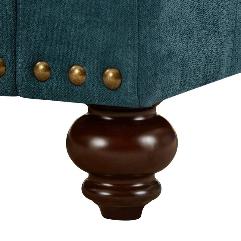 Green 60" Modern Chenille 3-Seater Sofa with Brown Legs, 2 Pillows, and Removable Back Cushions