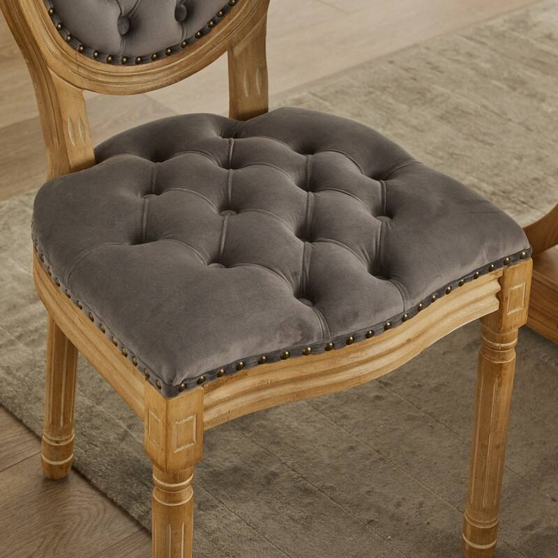 French Chair Dining Chair Solid Wood with Nailhead Trim Set of 2