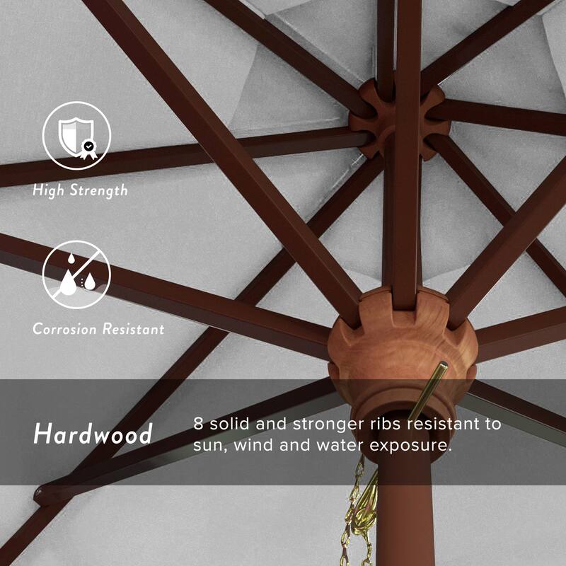 California Umbrella 9-ft. Round Marenti Wood-framed Olefin Patio Umbrella (No Base)