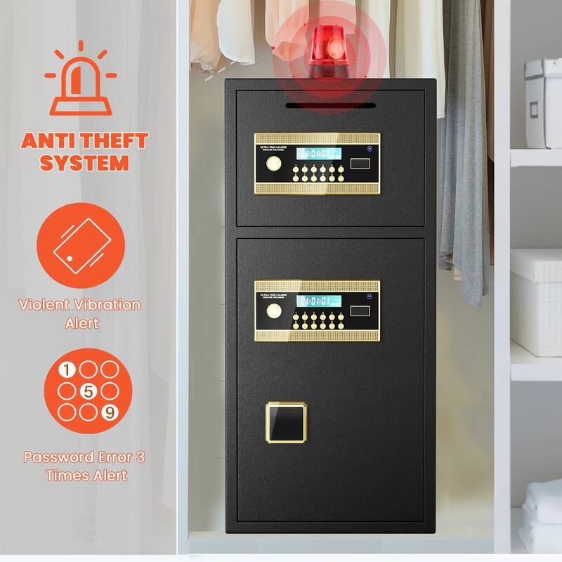 Large Double-door Coin-operated Safe,Digital Security Safe with Fireproof and Waterproof Bag,7.0 Cubic Feet Safe Box