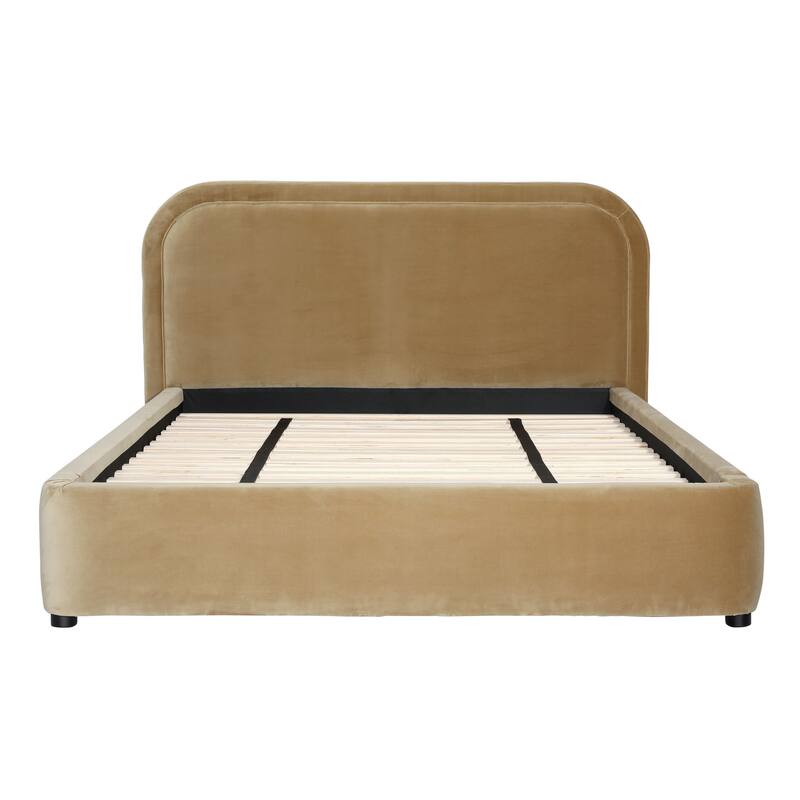 Anchor Polyester Velvet Bed, Camel, Queen