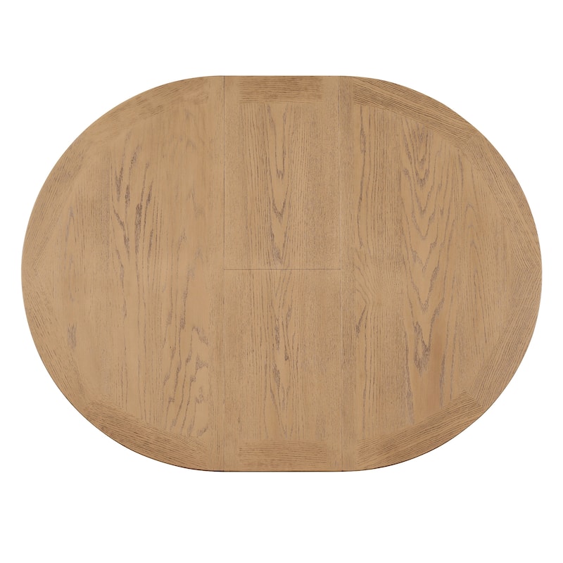 5 Pcs Wooden Round Dining Table Set, Kitchen Dining Table Chair Set with Extendable Table and 4 Upholstered Chairs