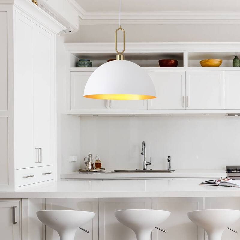 Industrial 1-Light 23.6" Metal Dome Pendant Light for Kitchen Island Dining Room