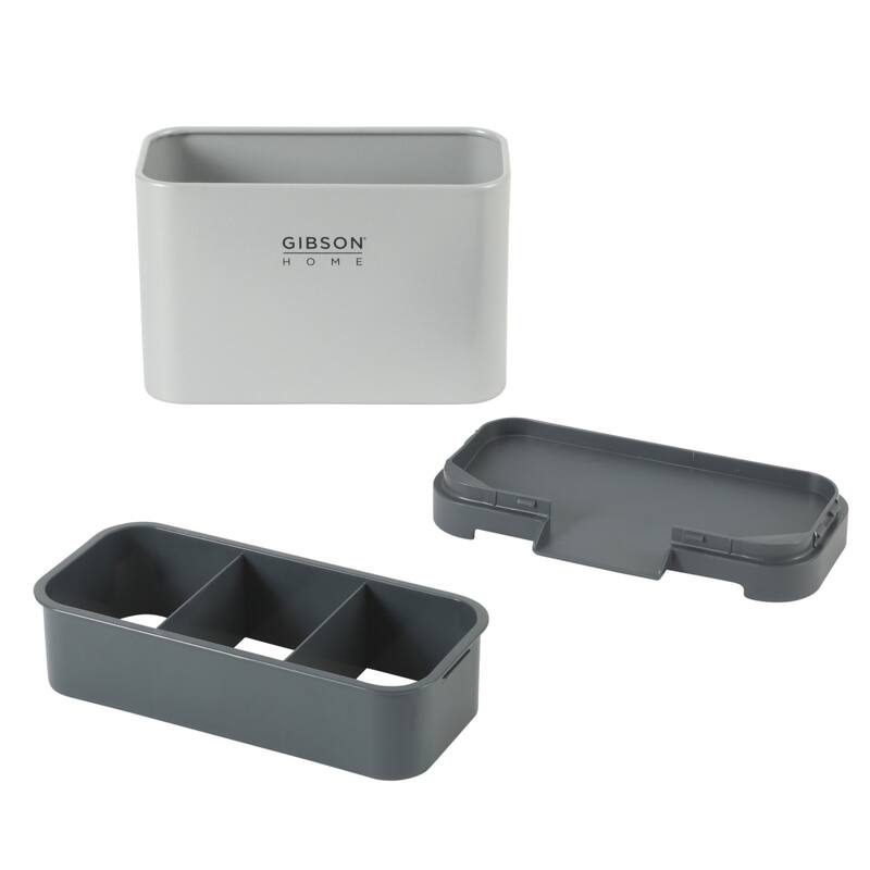 Gibson Home Ledgebrook Sink Caddy - Kitchen Organizer with Metal Panel, Sponge Holder, and Drain Board for Countertop Storage.