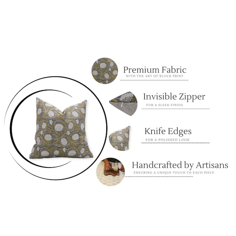 Fabdivine Linen Farmhouse Block print pillow Cover