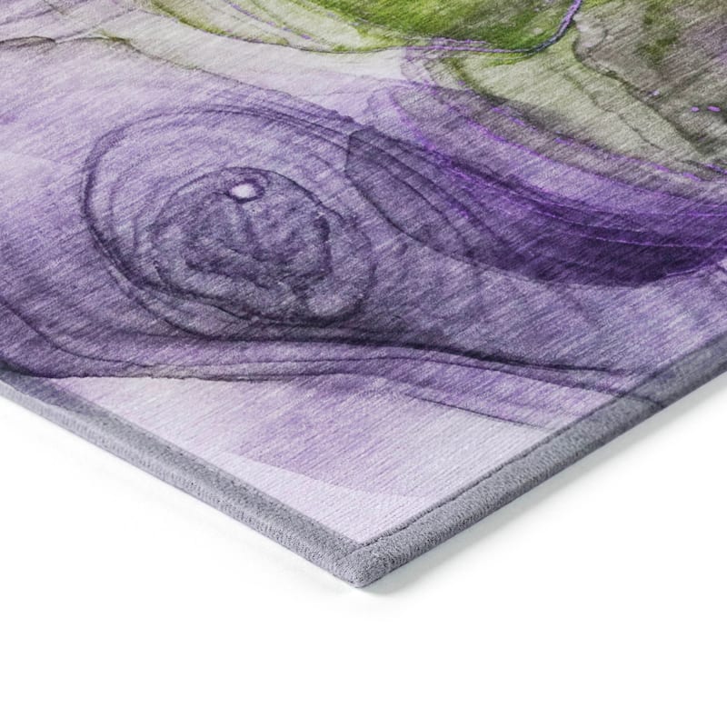 Machine Washable Indoor/ Outdoor Abstract Circles Chantille Rug
