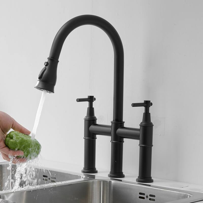 8-in Widespread Pull Down Kitchen Spray in Matte Black,Brushed Nickel