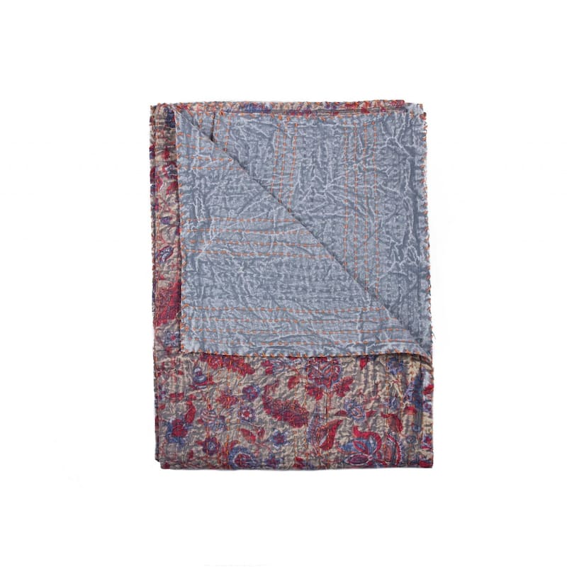 50" x 70" Multicolored Kantha Cotton - Throw