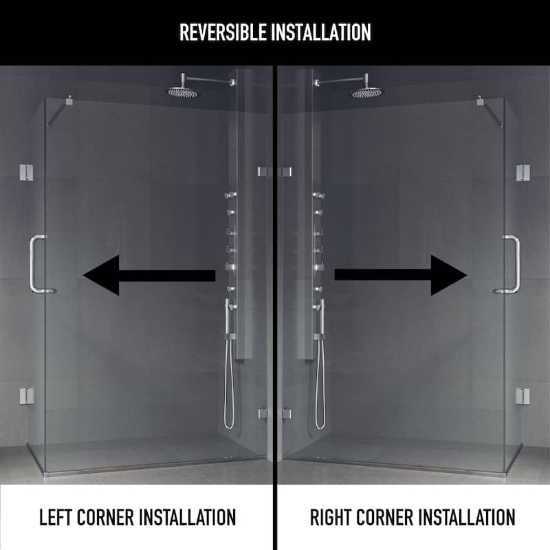 VIGO Pacifica 46"D x 34"W x 73"H Frameless Hinged Shower Enclosure