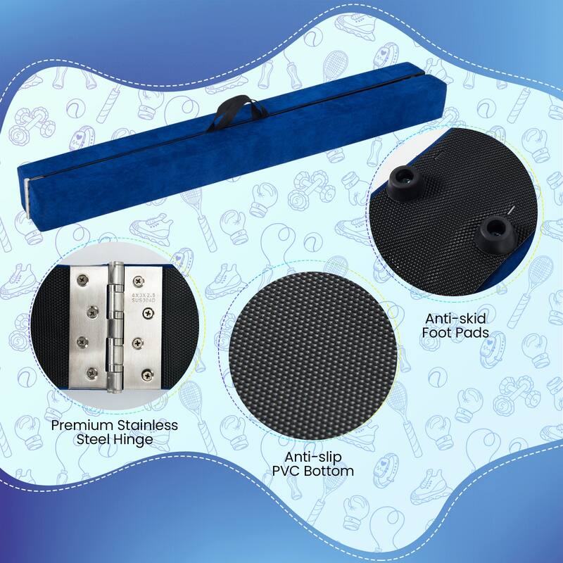 Gymax 9 FT Folding Balance Beam w/ Solid Wood Base & Anti-slip Bottom