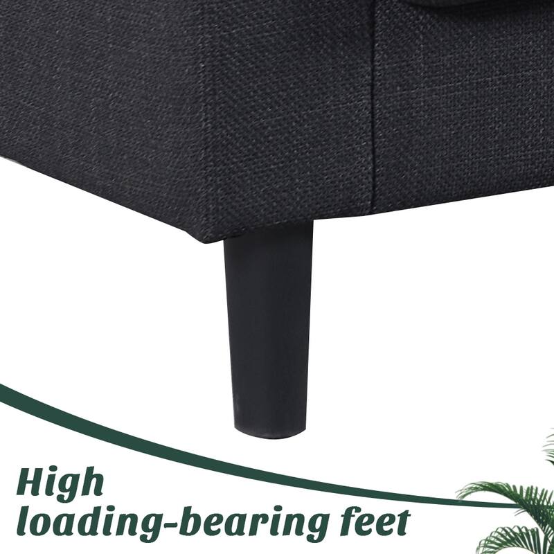 Compact 3-Seat Sofa with Storage Ottoman, L-Shaped Couch with Stool