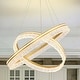 preview thumbnail 17 of 33, Round LED Crystal Chandelier Ring Dimmable Pendant Light Fixture 23.6+31.5 in - Gold