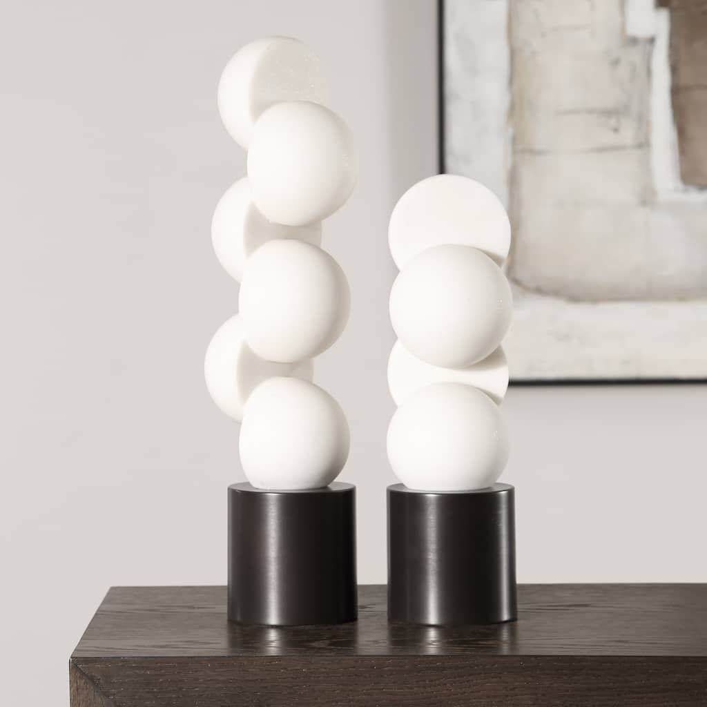 Stacked Hemisphere Sculptures with Base - 18" - Set of 2