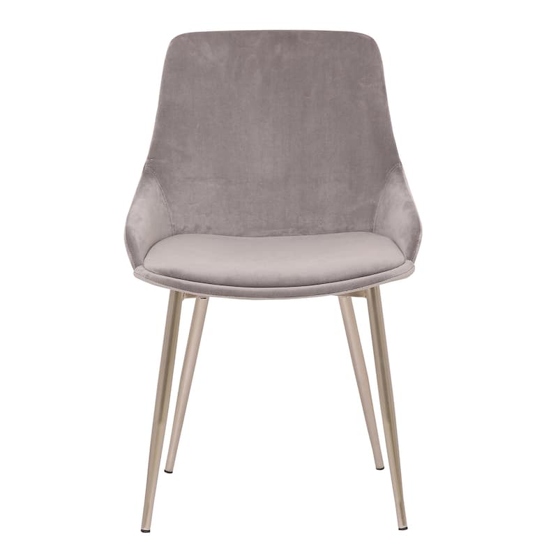 Velvet Accent Dining Chair - Grey Upholstered Side Chair - Modern Comfort Seating