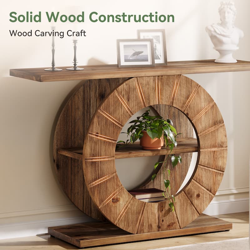 41" Solid Wood Console Table with Storage, Farmhouse Sofa Table