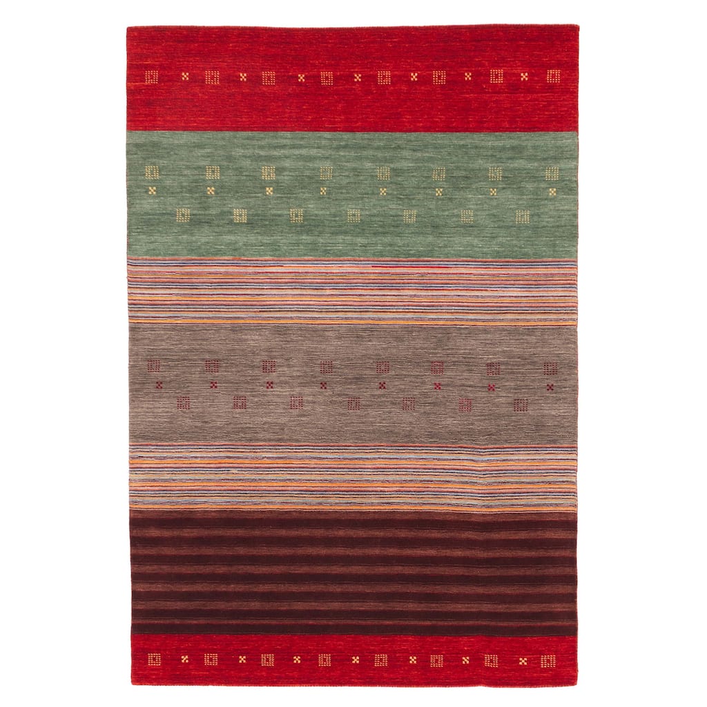 ECARPETGALLERY Hand Loomed Kashkuli Gabbeh Multi Color Wool Rug - 6'5 x 9'9