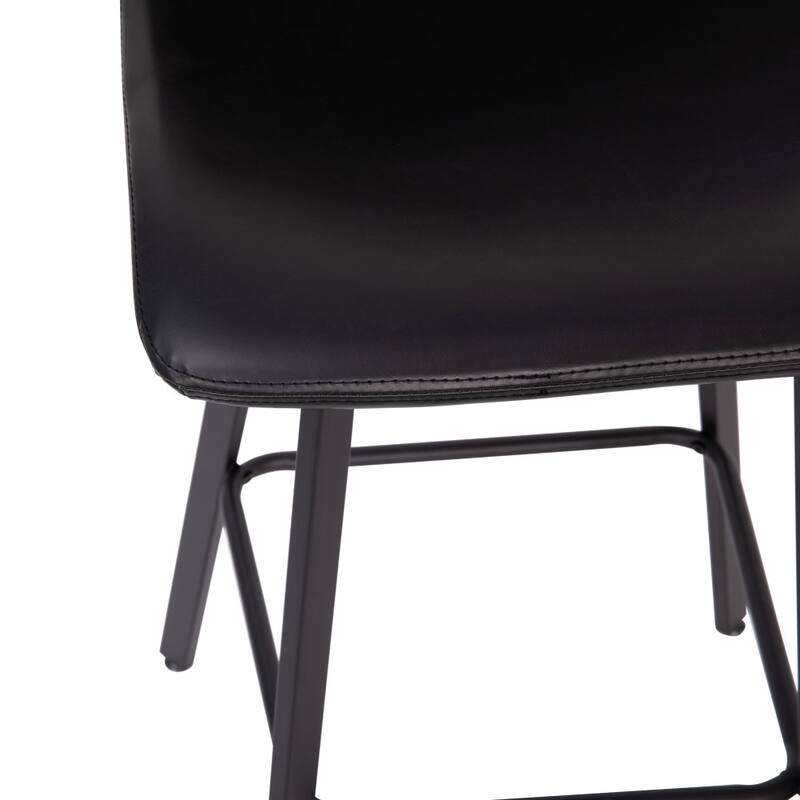 Set of 2 Armless Upholstered Metal Counter Stools
