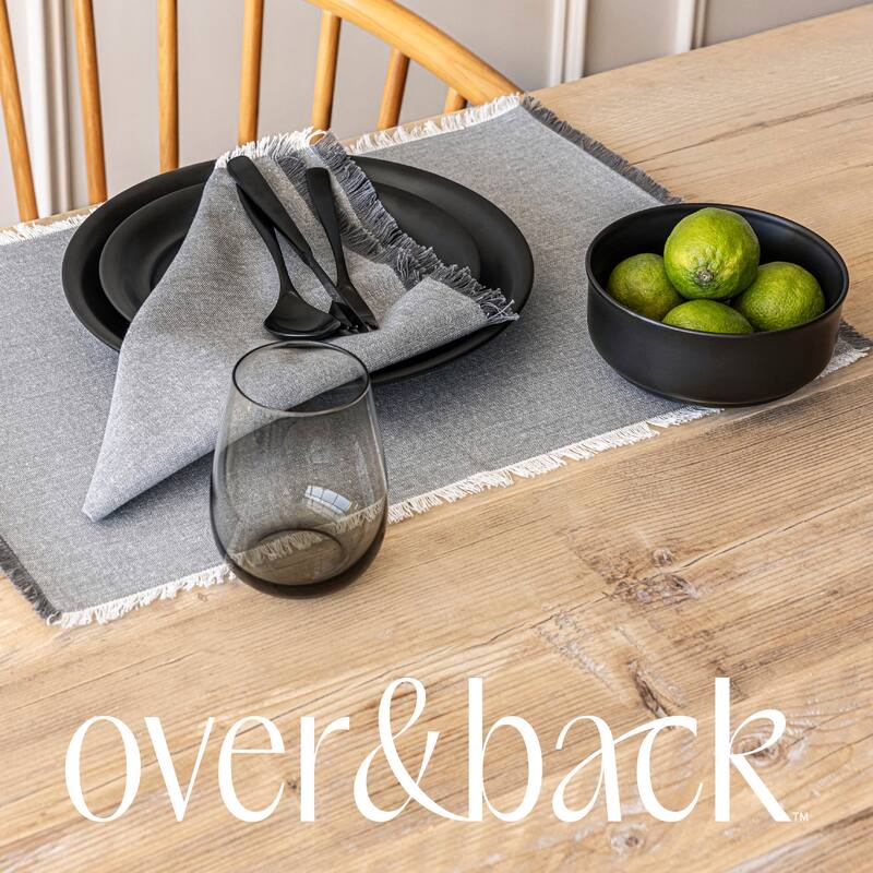 over&back Woven Frayed Chambray Cotton Cloth Napkins - Machine Washable - Set of 4