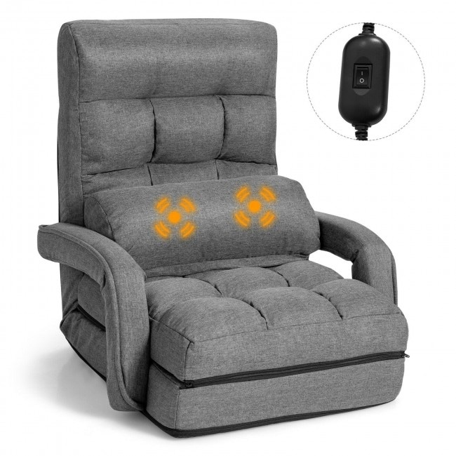 Folding floor massage chair discount lazy sofa with armrests pillow
