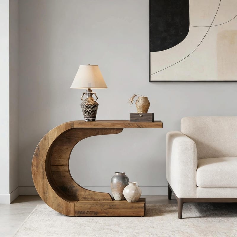 Contemporary C-Shaped Hallway Console Table