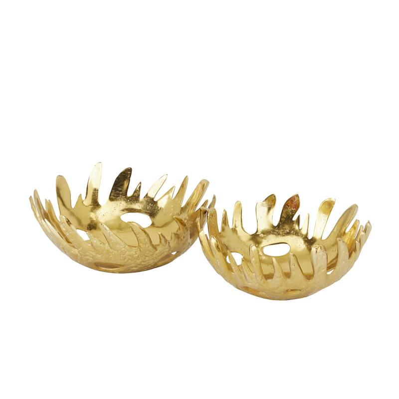 Aluminum Metal Decorative Bowl - Set of 2 Silver, Gold, Black - Roche River Decor
