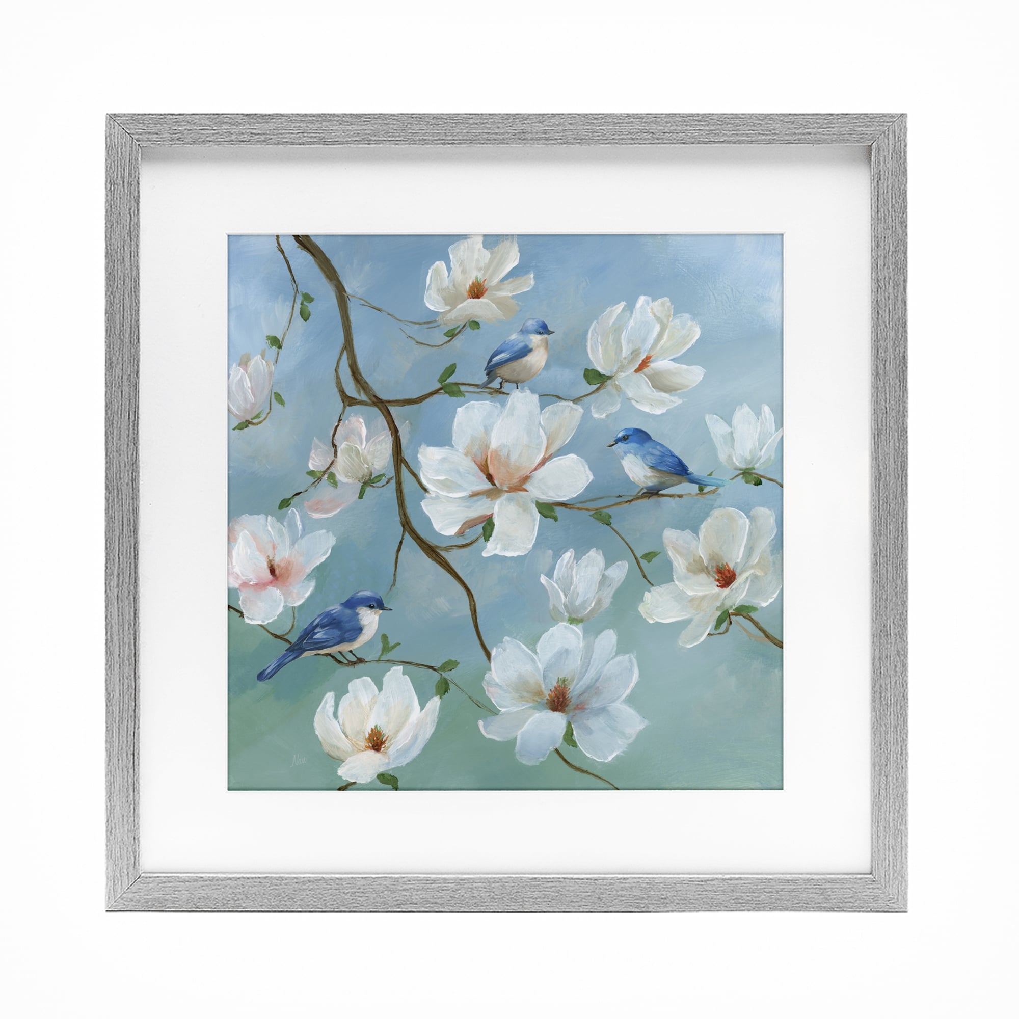 Stupell Birds Blooms And Branches Under Glass Framed Design By Nan