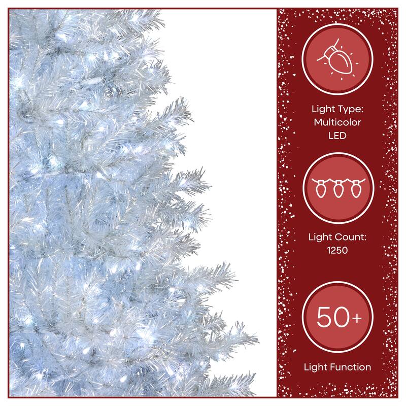 National Tree Company 10 ft. Pre-lit Artificial Christmas Crystal Pine Hinged Tree, 1250 RGB LED Lights- UL - 10 Foot