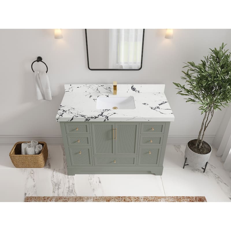 Willow Collections 48 in. W x 22 in. D Alys Single Sink Bathroom Vanity with Countertop - 2"Viola Night - Evergreen