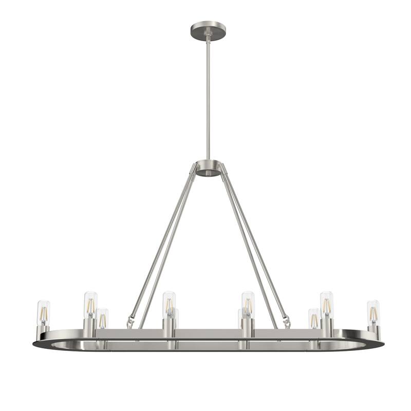 Hunter Saddlewood 10-Light Linear Chandelier - Dining Room, Island - Transitional, Contemporary, Modern Industrial, Farmhouse