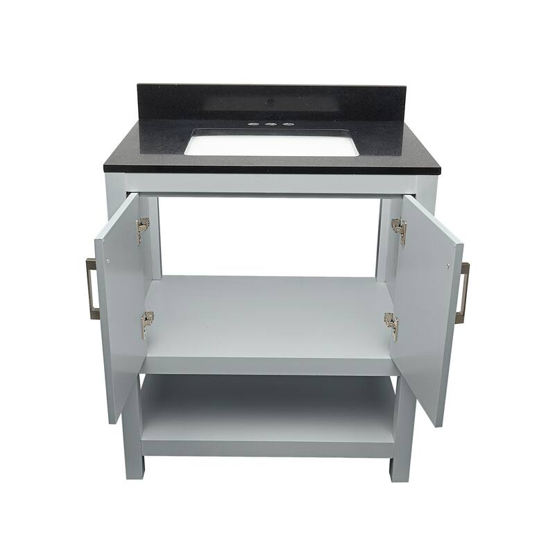 Taos 31" Bathroom Vanity with Cultured Marble Vanity Top Sink in White with White Basin