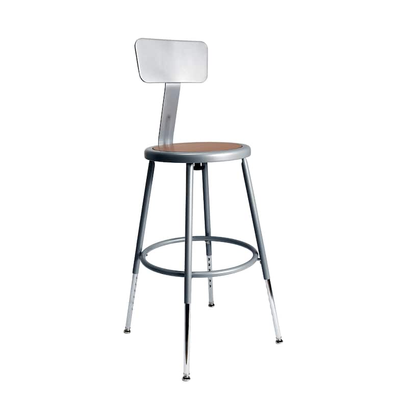 Hampden Furnishings Felix Height Adjustable Steel Stool with Backrest, Black, AssemblyReady - Grey - Short